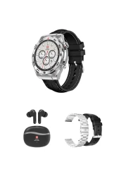 Swiss Military Dom 3 Smartwatch GPS Black and Victor 4 Truly Wireless Bluetooth In-Ear Earbuds Black with Replacement Straps