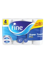 Fine Kitchen Tissue Roll Super Towel Pro 60 Sheets X 3 Ply 4 Rolls