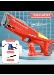 Toy Garrage Shark Electric Rechargeable Waterproof Water Bursting Gun Toy Sprayer for Summer, Outdoor, Beach &amp; Pool Ideal for Kids, Adults, 550ml Capacity (Red)