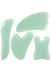 Set of 4 Gua Sha Board Massage Tool, Natural Jade Stone Scraping for Face and Body,Ultimate Skin Care Solution for Anti-Aging &amp; Anti-Wrinkle,Spa Acupuncture Therapy Massage Stones