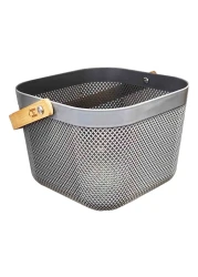 Home Pro Plastic Mesh Basket With Handle Grey And Brown