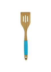 Home Pro Bamboo Slotted Turner Brown And Blue