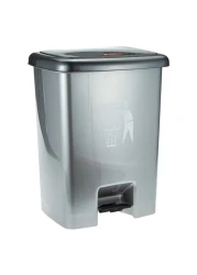 Lion Star Square Waste Bin With Pedal Grey 25L
