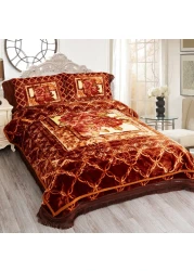 STARGOLD Korea Quality Luxury Blanket Set Of 4 Pieces King Size Double Ply Embossed Design Bedspread, Blanket, Pillow Cases SG-BLC640