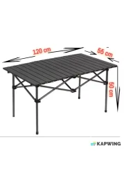 Black Portable Roll-up folding table for camping good for 4-6 person BBQ party Outdoor Activities 120*55*50cm
