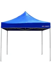 GO2CAMPS Gazebo 3x3 M-Camping Tent Canopy Pop Up Instant Shelter Sun Protection Shade for Outdoor Camping Picnics Beach Garden Sports Party-(Blue)