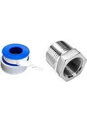 Abbasali CP Reducer Bush for Connecting Washing Machine Pipe with Angle Valve and Teflon Tape - 3/4 x 1/2ines