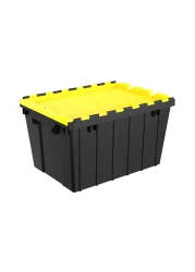 Cosmoplast Utility Storage Box With Lid Black And Yellow 55L