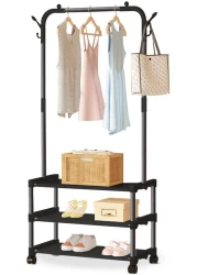 Cloth Hanging Rack 3 Tier Design Shelf Multipurpose Stand Rack