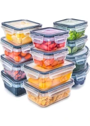 MahMir&reg; Airtight Meal Prep Container Set with Locking Lids, 12pcs Re-usable Plastic Food Storage Containers, Stackable Kitchen Organizer Boxes, BPA Free &amp; Microwave Freezer Dishwasher Safe (12pcs Set)