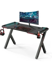MAF K-151-120cm Gaming Table &ndash; Carbon Fiber Surface, RGB LED Lights, and Sturdy Steel Frame &ndash; Perfect for Gaming