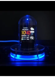 Smart 1.54" IPS Display Clock: WiFi, RGB, Weather Updates - 4 Modes, High-Res Album, Customizable Colors &amp; GIFS, Auto Night Mode, Easy Weather Access