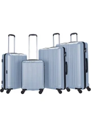 STARGOLD Hardside spinner ABS trolley luggage set of 4 pieces with number lock-Silver