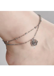 Aiwanto Anklet Silver Double Chain Ankle Chain Anklets Gift