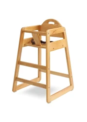 LA Baby Commercial Grade Stack-Able Solid Wood High Chair for Restaurant &amp; Home Use - Natural