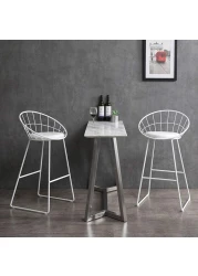 Jeffcoco Furniture Bar Stool, High Bar Chair White Steel Frame Leather Seat Chair For Kitchen Bar table Dining Chair (Two Piece)