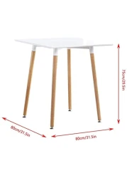 LANNY Modern Wood Dining Table Wooden Table Kitchen Table T5 Square Kitchen Leisure Table with Solid Wooden Legs for Home Office Restaurant Use-WHITE