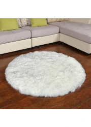 Super Soft Rabbit Fur Round Living Room Carpet With Anti Slip Bottom (Size 80CM)