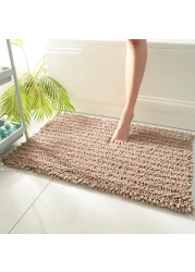 Mei Lifestyle Soft Microfiber Bath Mat, Quick-Dry, Absorbent Chenille with Rubber Backin, Machine Washable Bathroom Mat, Peach