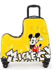 Children's Ride-On Suitcase,Travel Rolling Kid's Luggage, Children Trolley Hard Shell Carry on Luggage,Travel Suitcase with Safety Belt &amp; Telescoping Handle,Children's Day Gift (20 Inch) - Yellow