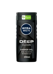 NIVEA MEN 3in1 Shower Gel Body Wash DEEP Micro-Fine Clay Woody Scent 250ml