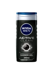 NIVEA MEN 3in1 Shower Gel Body Wash Active Clean Charcoal Woody Scent 250ml