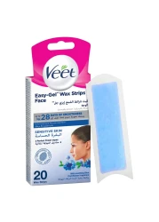 Veet Easy-Gel Facial Wax Strips For Sensitive Skin White 20 PCS