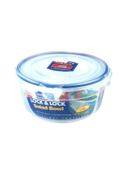Lock &amp; Lock Round Salad Bowl With Lid Clear/Blue 1.4L