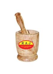 Raj Wooden Mortar And Pestle Set Beige 13cm 2 PCS