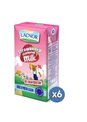 Lacnor Strawberry Flavoured Milk 125ml Pack of 6