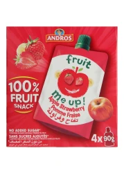 Andros Fruit Me Up! No Added Sugar Apple and Strawberry Fruit Snack, 90g Pack of 4