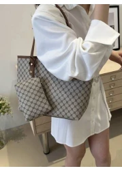 New Minimalist Retro Large Capacity Tote Bag Zipper Opening Lightweight Soft Sided Shoulder Bag Suitable For Women s Daily Casual Use