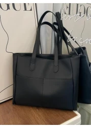 Minimalist Black Double Handle Square Bag