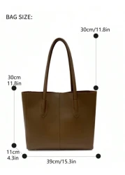 Minimalist Chic Luxury PU Leather Tote Bag Distinctive High End Design Tote Bags For Ladies