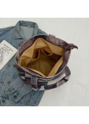 Canvas Denim Printed Tote Bag Multi Pockets Shoulder Handbag Fashion Denim Backpack For Women