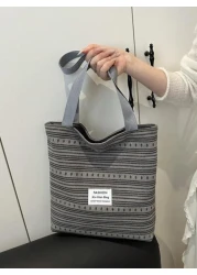 Korean Style Retro Casual Work Tote Bag For Women 2025 New Fashionable Canvas Satchel Shoulder Bag