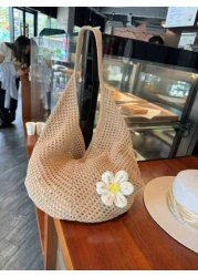 New Beach Vacation Straw Shoulder Bag For Women Large Capacity Woven Underarm Tote Bag Summer Perfectly Matching With Vacation Outfits Women