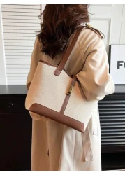 Casual Business Large Capacity Foldable Dual Strap Tote Bag Suitable For Girls Ladies Shopping Work Commute Outdoor Activities Business Events Gift For Mothers New In Fall Winter Larrge Capacity Shoul