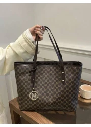 New Fashion Women s Large Capacity Full Body Print Design Letter Pattern Decoration Design Double Handle Tote Bag Suitable For Work And Commuting School Bag Large Capacity Portable Classic Casual Busi