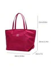 1pc Fashionable Solid Color Simple Style Shoulder Tote Bag With Large Capacity School Bag Large Capacity Portable For Teen Girls Women College Students White Collar Workers Perfect For Work Back To Sc