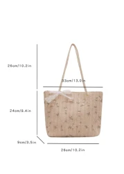 Fresh Lace Flower Crochet Shoulder Tote Bag Holiday Essentials Perfect For Travel Vacation Holiday Beach