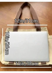 1pc Ins Style Canvas Tote Bag With Large Capacity For Students Work Commute And Outdoor Activities Shoulder And Hand Carry Bag Large School Tote Bag Multiple Compartments Perfect For Beach School Work