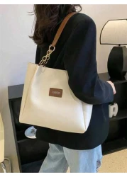 Fashion Striped Handbag Women s Large Capacity Shoulder Bag Zipper Tote Bag For Daily Use Metal Chain Strap Tote Waterproof Nylon Fabric Cow Print Back To School