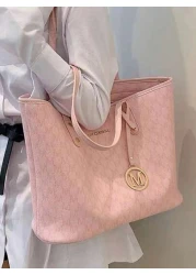 2023 New Fashion Women s Large Capacity Full Body Print Design Letter Pattern Decoration Design Double Handle Tote Bag Suitable For Work And Commuting School Bag Large Capacity Portable Classic Casual
