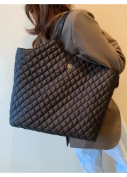 حقيبة كتف كبيرة السعة ذات مقبضين مبطنة، خفيفة الوزن، رسمية وأنيقة للأعمال، مزيّنة بالزهور للنساء والفتيات ال