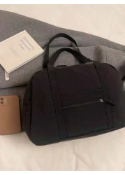 Large Capacity Nylon Shoulder Bag Solid Color Women s Casual Travel Handbag Tote Bags For Students Multiple Compartments Perfect For Beach School Work Daily Use