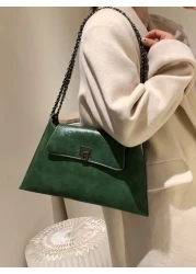 Fashionable And Elegant Street Vacation Solid Color Chain Vintage Tote Envelope Shoulder Bag Versatile For Shopping And