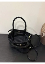 2025 New Vintage Fashion Pleated Tote Handbag Simple Commuter Shoulder Crossbody Bag