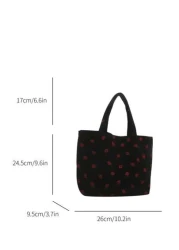 Fashionable Strawberry Print Tote Bag Large Capacity All Match Corduroy Material Shoulder Women s Bag Cute Strawberry Purse