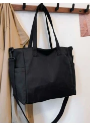 New Fashion Nylon Plain Color Women Shoulder Bag Large Capacity Multi Pocket Suitable For Travel Commute Camping School Versatile And Adjustable One Shoulder Cross Body